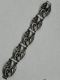 Beautiful 1940s DANECRAFT Sterling Silver Calla Lilly Bracelet,  7.25'