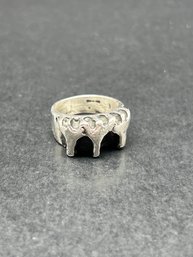 Castle Turret Design Chunky Sterling Silver Ring, Size 8.5, Marked Sterling
