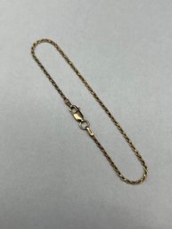 Gold Toned Sterling Silver Rope Link Bracelet With Lobster Claw Clasp, Marked 925, ITALY, 7'