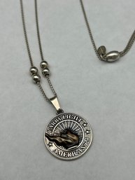 2016 Alex And Ani Liberty Copper Pendant, Carry Light American 925, Sterling Silver, 30' Adjustable Chain