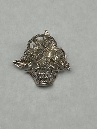 Sterling Silver Basket Of Roses Charm, Woven Basket, Blooming Flowers,  Pendant, 1'