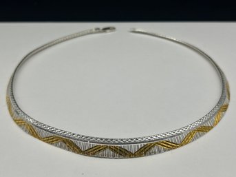 Cleopatra Style Two-Toned Collar Necklace, 17'  Marked 925 ITAOR, Etched Designs