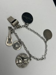 Sterling Silver Charm Bracelet And Charms, 7', Most Marked Sterling, Some Engraved/Personalized, 20g
