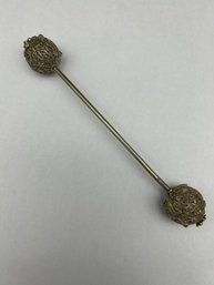 Victorian Intricate Filigree Design Sterling Silver Hair Pin, 6', Marked Sterling On Shaft Of Pin
