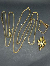 Monet, Sarah Cove, Trifari, VinMonet - Vintage Gold Toned Signed Jewelry Pieces, Pendant Measures 3'