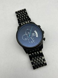 NEKTOM Men's Black Stainless Steel Quartz  Movement Waterproof Wristwatch, Model 8205, Chronograph Dials, Date