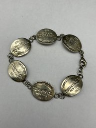 Oval Tag Silver Bracelet,  Marked 925, Says 'Please Return Tiffany & Co. New York', No COA, 8'