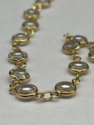 Sparkling Swarovski Round Crystal Gold Toned Station Necklace, 32'