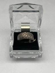 Textured Top Thick Band Sterling Silver Ring, Marked Sterling 950, Size 5