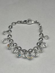 SWAROVSKI AB Crystal Dangling Bead Silver Toned Bracelet, 7'