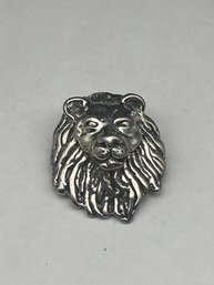 Designer Yaacov Heller Sterling Silver Lion Head Pendant Brooch, Zodiac Leo, Marked YH 925, 1.75'