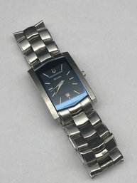 Stainless Steel Mens Rectangular Face Wrist Watch, Blue Dial, Needs Battery, Style Of Bulova 96B75, No COA