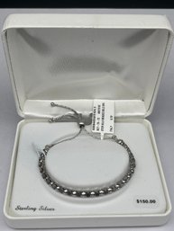 Popcorn Link Sterling Silver Adjustable Length Bracelet / Anklet, New In Box With Tag, 9.75'
