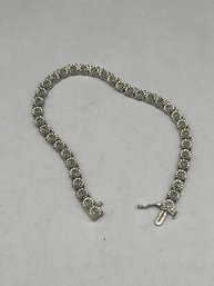 KRN Kiran 925 Sterling Silver Diamond Cut Flowers Tennis Bracelet, 7'