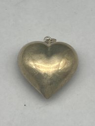 Large Sterling Silver Puffy Heart Charm, 3D, Marked 925, 1.25'