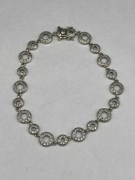 Sterling Silver Prime Art & Jewel Circle Link Bracelet, Marked 925, 8'