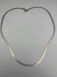 22' Long IBB Sterling Silver Herringbone Link Necklace With Etched Pattern, Marked 925