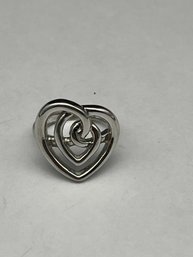 Love Knot Ring, Heart Shaped Swirl, Silver Toned Fashion Band
