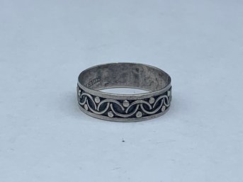 Sterling Silver Taxco Mexico Ring, Band Signed MCR Repousse, 925, Size 11.25