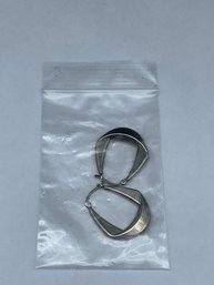 Folded Creole Hoop Sterling Silver Earrings, Marked 925, 1'