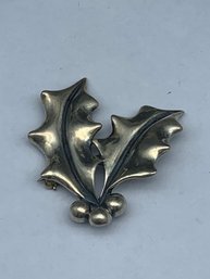 Retired James AVERY Holly & Berries Sterling Silver Brooch Pin Signed, 1.75'