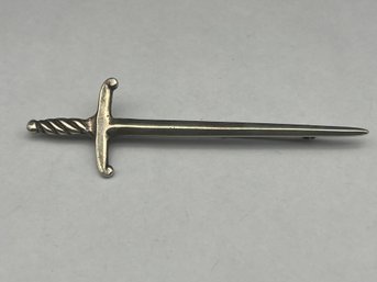 Sterling Silver Sword Brooch, Twist Handle Design, Hallmark, 3.75'