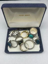 Assorted Styles Ring Lot, Many With Turquoise Stones, Various Sizes