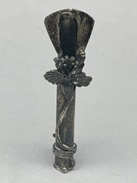 Sterling Silver Boutonniere Flower Vase Brooch, Lapel Pin, 925, 2'