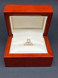 Gorgeous Oval Cut Moissanite Solitaire 14K Gold Ring, Marked D1.50ct, G14K 71261,  Sz 4.75, Wooden Box