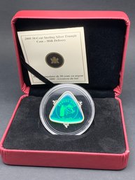 Awesome 2008 RCM 50-Cent Sterling Silver Triangle Coin - Milk Delivery, Original Case And Info Sheet
