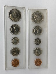 1973 And 1974 Full Sets Of US Coins, Penny Through Half-Dollar, 1c - 50c, Plastic Cases