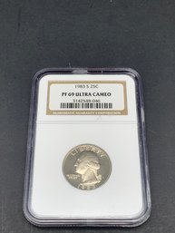 1983 S 25c, NGC Graded PF 69, Ultra Cameo, US Quarter