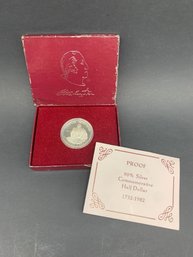 Proof 90% Silver Commemorative 1982 Half Dollar,  .900 Silver, 250th Anniversary Of Washington's Birth