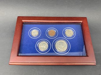 1953 US Coin Set In Personalized Glass Top Wooden Shadow Box And Capsule Cases, Name Plate: Robert Dippel