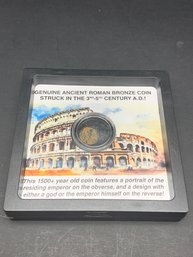 Genuine Ancient 3rd-5th Century AD Roman Bronze Coin, Display Case Measures 4.25' X 4.25'