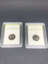1967-P Jefferson 5c, Nickel, SMS70 & 1970-S Jefferson 5c, Nickel, PR70, International Numismatic Bureau