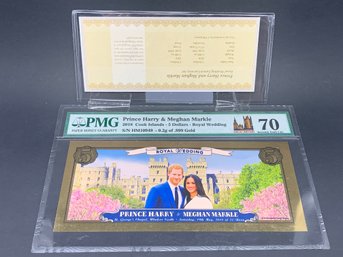 .2g Of .999 Gold Prince Harry & Meghan Markle 2018 Cook Islands - 5 Dollars - Royal Wedding, Serialized, PMG