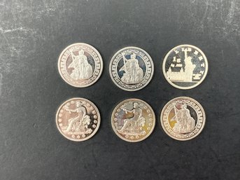 .999 Fine Silver, Each Round 1g, Britannia Soldier With Shield, Seated Liberty And Statue Of Liberty