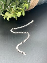 Bright Sterling Silver Oval Link Bracelet, Lobster Claw Clasp, Marked 925