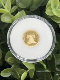 2011 Cook Islands Replica $5 Liberty Dollar, 1/10 Oz 0.24 Pure Gold, 16mm, Hard Capsule Case