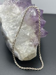 Classic Sterling Silver Rope Chain Bracelet Or Anklet, Marked ITALY 925