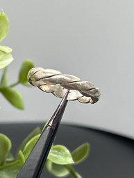 Twisted Flattened Rope Design Sterling Silver Ring By MJ, Marked 925, Size 10
