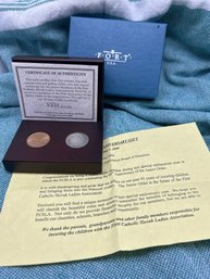 Custom Coin & Golden Dollar Coin Ltd Ed. Gift , 2000, Jr. Members Of First Catholic Slovak Ladies Association