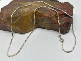 Stylish Sterling Silver Box Chain Necklace, Marked 925, IBB ITALY