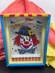 Wooden Musical Bank Designed By Gibson Greeting Cards, Pennies From Heaven, Clown Moves And Music Plays