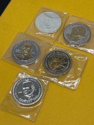 (5) Five Presidential And Patriotic Silver And Two-Toned Commemorative Rounds, Bush, Reagen, Double Eagle