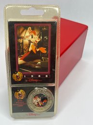 DISNEY 1988 Colorized 'Who Framed Roger Rabbit' Coin From Disney Decades Series, New In Package