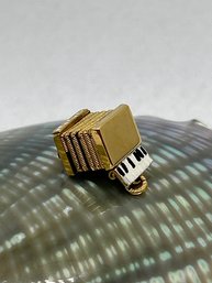 12K Gold Filled (1/20 KGF) Accordion Charm, Hand Painted Buttons And Keyboard, Whimsical Pendant