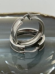 Sterling Silver 1/4' Wide Hoop Earrings, Marked 925 ITALY
