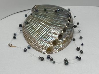 Jacmel JCM Floating Peacock Pearl Double Strand Necklace With 14K Gold Clasp